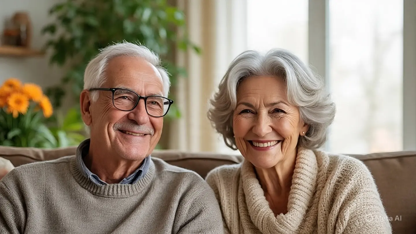 Senior couple smiling while reviewing financial paperwork, representing new tax deductions for retirees under the One Big Beautiful Bill Act.