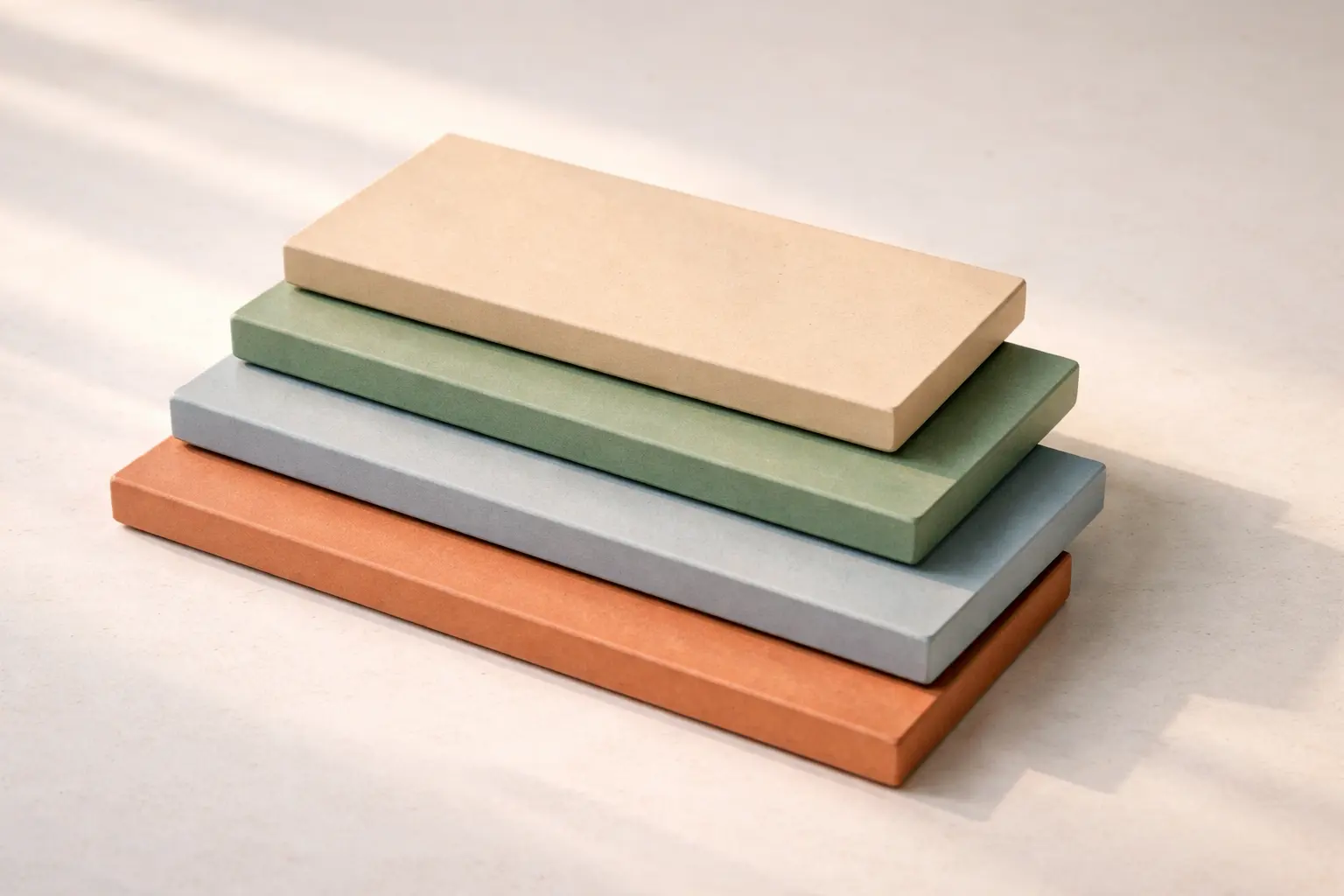 Four stacked semi-transparent layers in different muted colors on a clean surface, each slightly offset, representing four independent but compounding layers of tax efficiency in a long-term investment portfolio.